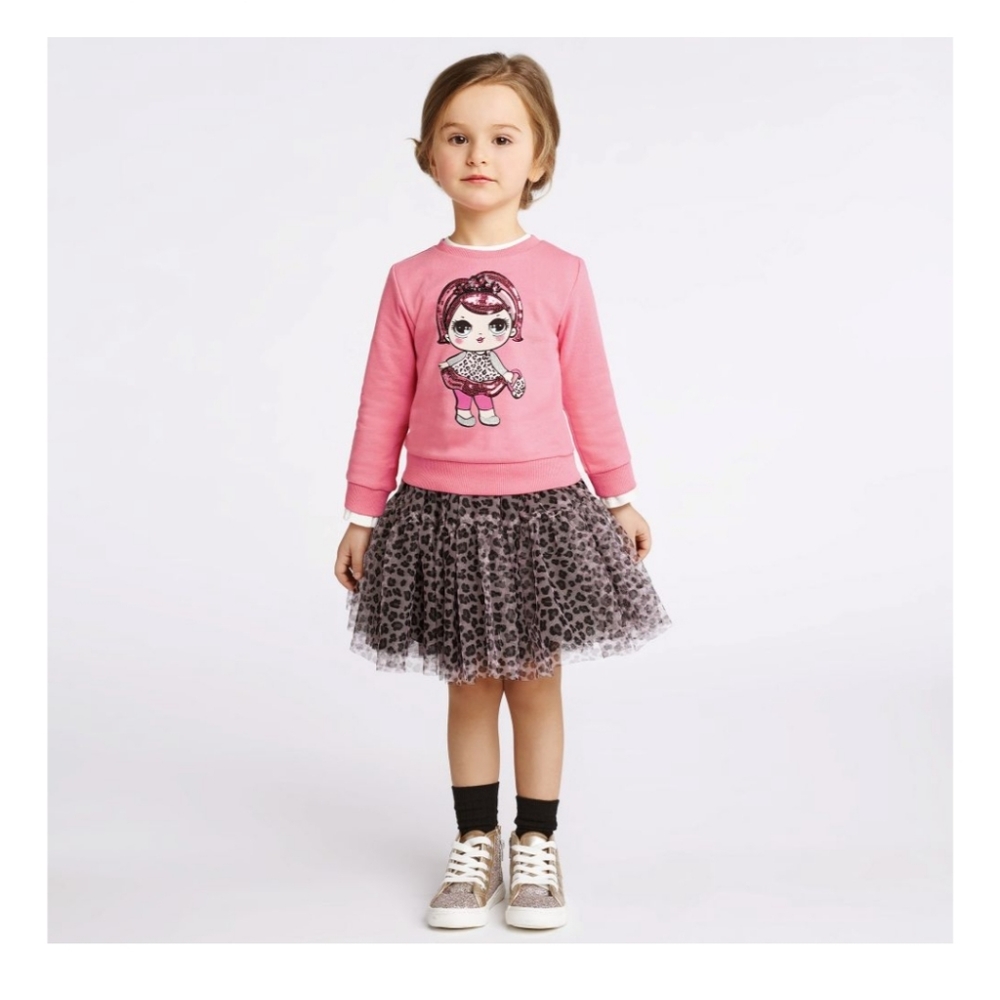 iDo Girls Leopard Print Tulle Skirt Size 4